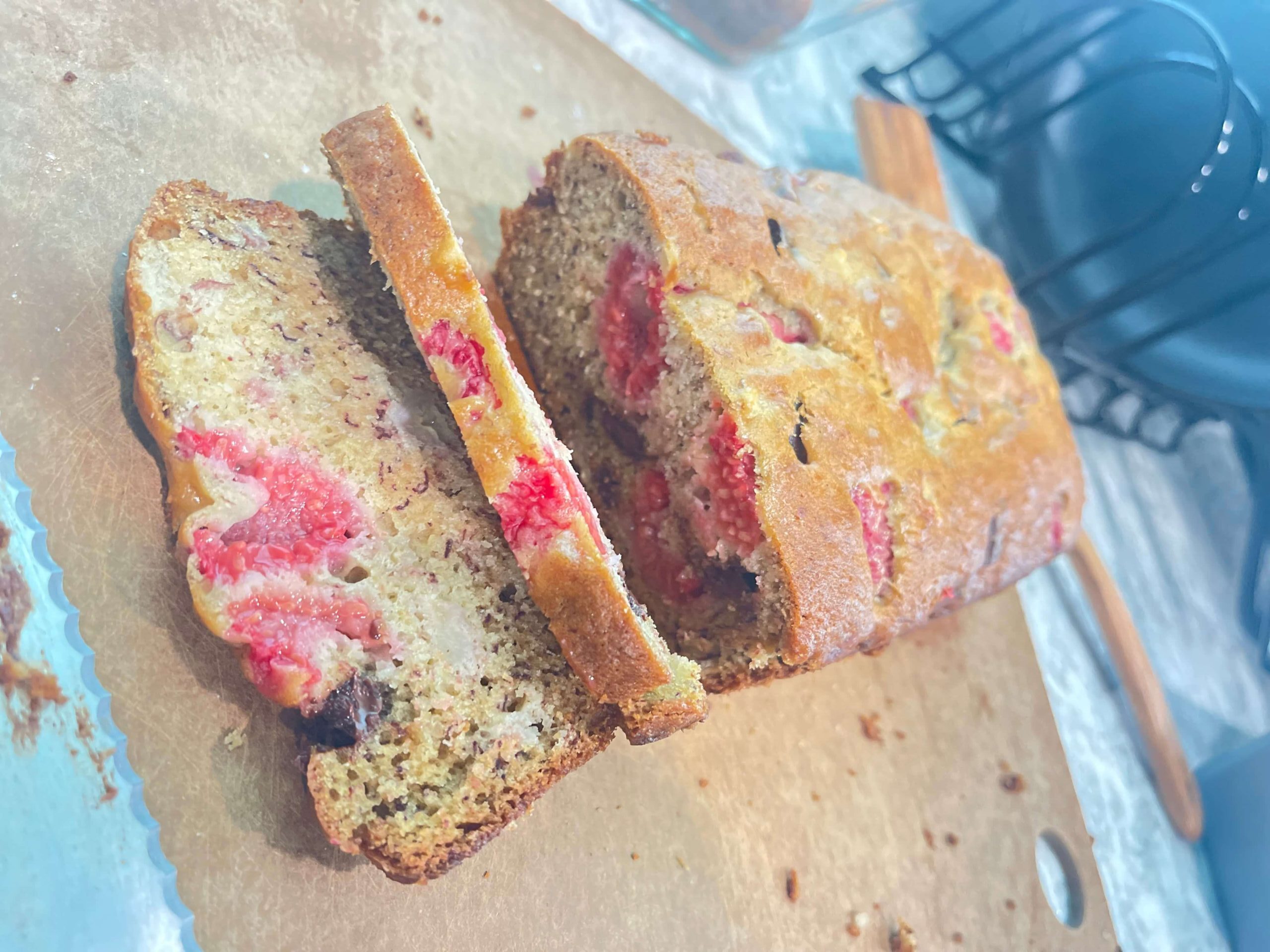 Dark-Chocolate, Raspberry Banana Bread